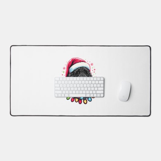 Zwart Labradoodle Kerstboom Kerstverlichting Doodl Bureaumat (Keyboard & Muis)