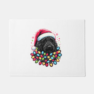 Zwart Labradoodle Kerstboom Kerstverlichting Doodl Deurmat