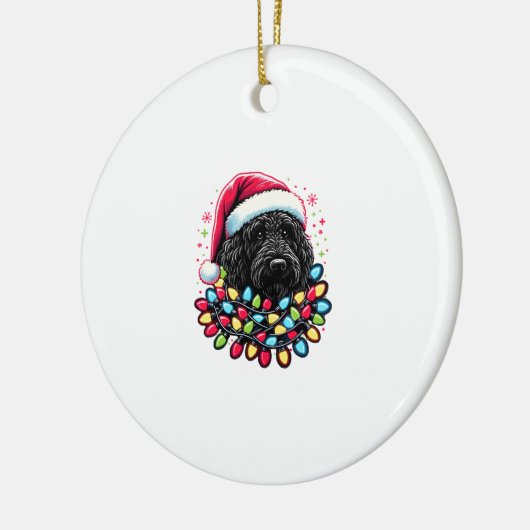 Zwart Labradoodle Kerstboom Kerstverlichting Doodl Keramisch Ornament (Links)