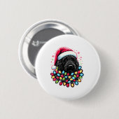 Zwart Labradoodle Kerstboom Kerstverlichting Doodl Ronde Button 5,7 Cm (Voorkant /achterkant)
