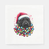 Zwart Labradoodle Kerstboom Kerstverlichting Doodl Servet (Voorkant)