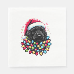 Zwart Labradoodle Kerstboom Kerstverlichting Doodl Servet