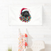 Zwart Labradoodle Kerstboom Kerstverlichting Doodl Spandoek (Insitu)