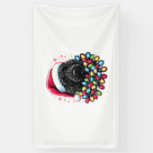 Zwart Labradoodle Kerstboom Kerstverlichting Doodl Spandoek (Verticaal)