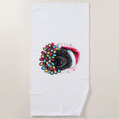 Zwart Labradoodle Kerstboom Kerstverlichting Doodl Strandlaken (Voorkant)