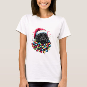 Zwart Labradoodle Kerstboom Kerstverlichting Doodl T-shirt