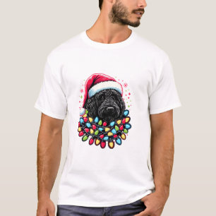 Zwart Labradoodle Kerstboom Kerstverlichting Doodl T-shirt