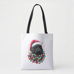 Zwart Labradoodle Kerstboom Kerstverlichting Doodl Tote Bag