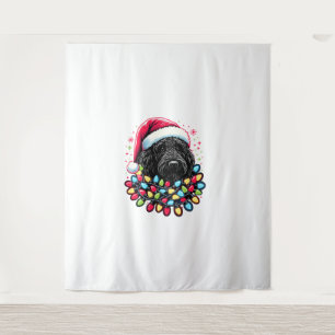 Zwart Labradoodle Kerstboom Kerstverlichting Doodl Wandkleed