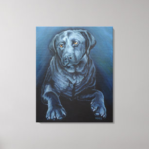Zwart labrador art print Engels
