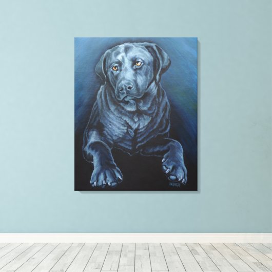 Zwart labrador art print Engels (Insitu (Houten vloer))