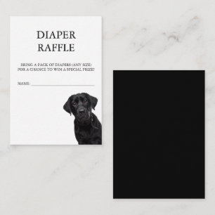 Zwart labrador Baby shower Diaper Raffle Minimal Informatiekaartje
