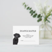 Zwart labrador Baby shower Diaper Raffle Minimale  Informatiekaartje (Staand voorkant)