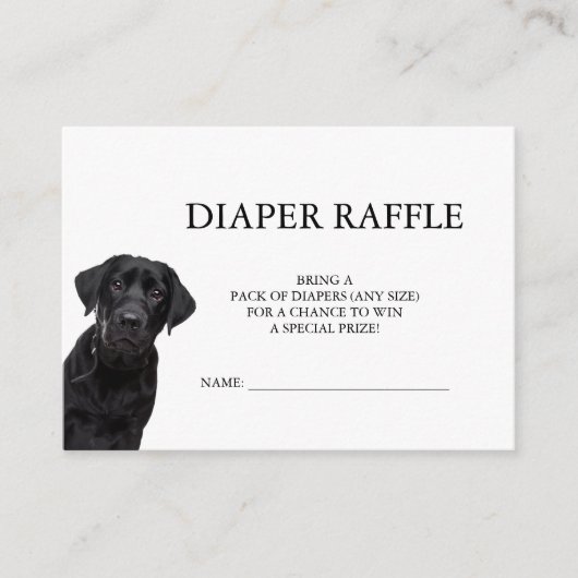 Zwart labrador Baby shower Diaper Raffle Minimale  Informatiekaartje (Voorkant)