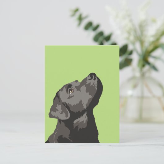 Zwart labrador Briefkaart (kies uw eigen kleur) (Staand voorkant)