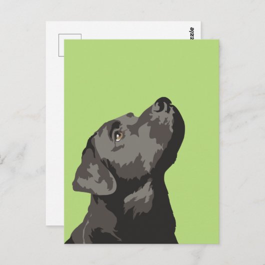 Zwart labrador Briefkaart (kies uw eigen kleur) (Voorkant / Achterkant)
