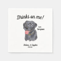 Zwart labrador bruiloft cocktail servet