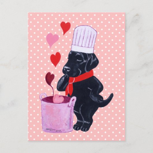 Zwart labrador Chef Painting Briefkaart (Voorkant)
