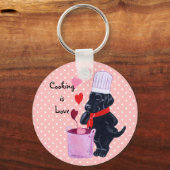 Zwart labrador Chef Painting Sleutelhanger (Voorkant)