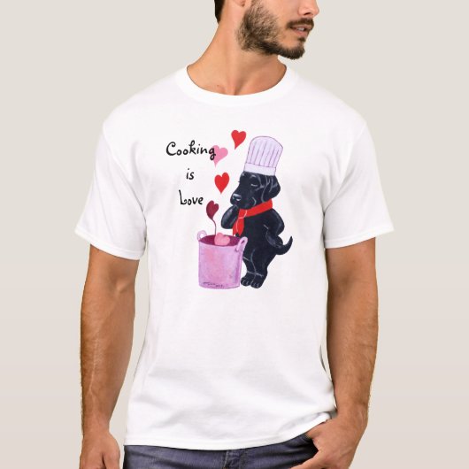 Zwart labrador Chef Painting T-shirt (Voorkant)