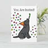 Zwart Labrador Confetti Verjaardagsfeest Kaart (Staand voorkant)