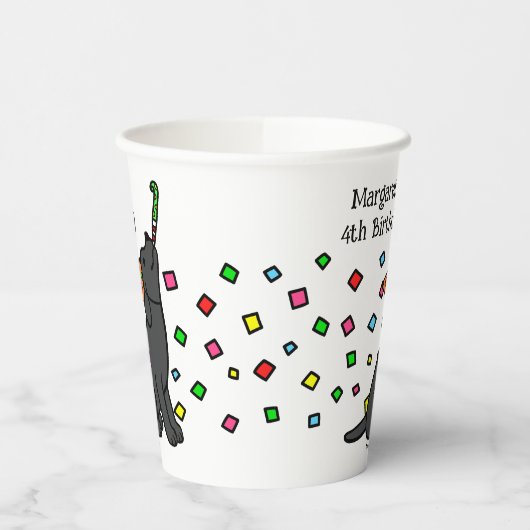 Zwart Labrador Confetti Verjaardagsfeest Papieren Bekers (Links)