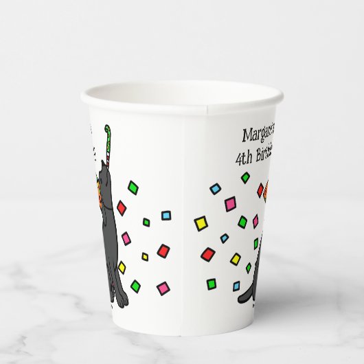 Zwart Labrador Confetti Verjaardagsfeest Papieren Bekers (Rechts)