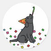 Zwart Labrador Confetti Verjaardagsfeest Ronde Sticker (Voorkant)