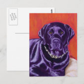 Zwart labrador denking briefkaart (Voorkant / Achterkant)