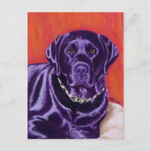 Zwart labrador denking briefkaart (Voorkant)