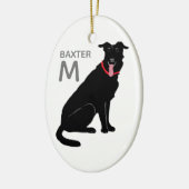 Zwart Labrador Dog Monogram Naam Initiaal Kerst Keramisch Ornament (Links)