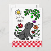 Zwart labrador en groen briefkaart (Voorkant / Achterkant)