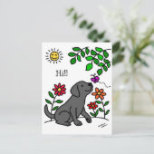 Zwart labrador en groen briefkaart (Staand voorkant)