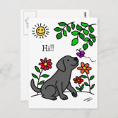 Zwart labrador en groen briefkaart (Voorkant / Achterkant)