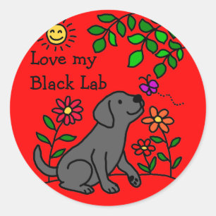 Zwart labrador en groen ronde sticker