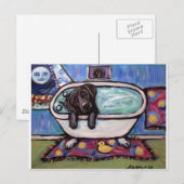 Zwart labrador gelukkig bad briefkaart (Voorkant / Achterkant)