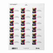 Zwart labrador gelukkig geboorte schilderij etiket (Full Sheet)