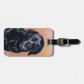 Zwart labrador glimlachen in licht bagagelabel (Voorkant horizontaal)