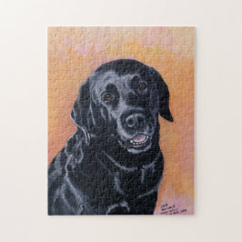 Zwart labrador glimlachen legpuzzel