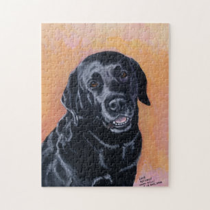 Zwart labrador glimlachen legpuzzel