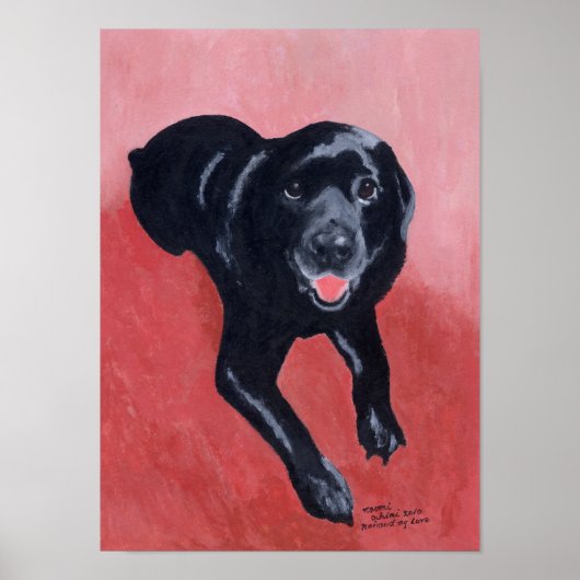 Zwart labrador glimlachend kunstwerk poster (Voorkant)