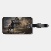 Zwart labrador halloween eng bagagelabel (Achterkant horizontaal)