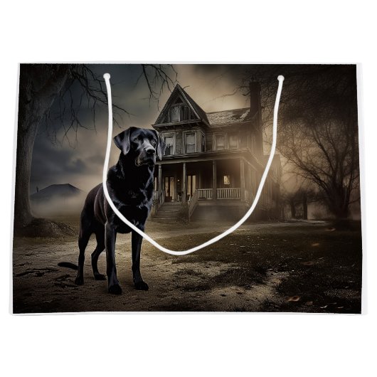Zwart labrador halloween eng groot cadeauzakje (Voorkant)