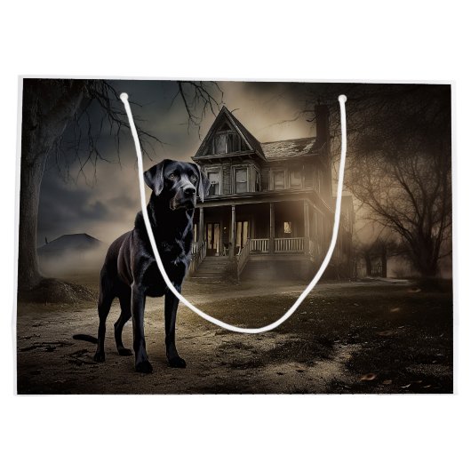 Zwart labrador halloween eng groot cadeauzakje (Achterkant)
