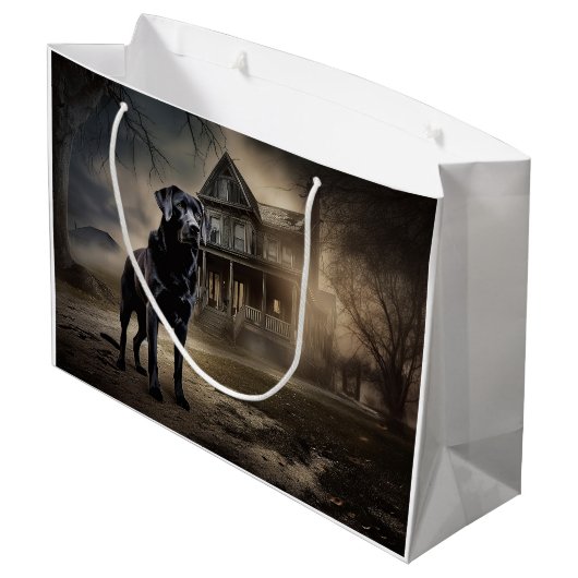 Zwart labrador halloween eng groot cadeauzakje (Achterkant Gekanteld)