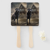 Zwart labrador halloween eng handwaaier (Voorkant en achterkant)