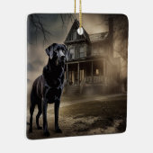 Zwart labrador halloween eng keramisch ornament (Rechts)
