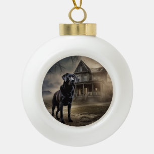 Zwart labrador halloween eng keramische bal ornament