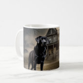 Zwart labrador halloween eng koffiemok (Voorkant links)