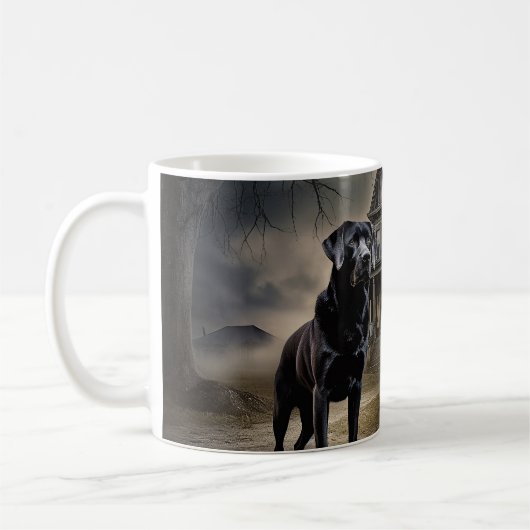 Zwart labrador halloween eng koffiemok (Links)